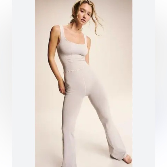 FP Movement by Free People Pants - Free People Movement Good Karma Flared Onesie Iced Grey XS/S